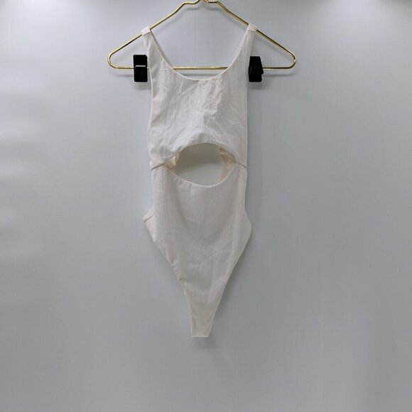 For Love and Lemons White Cut Out Ribbed Thong Bodysuit Medium Sexy Summer - Picture 4 of 15